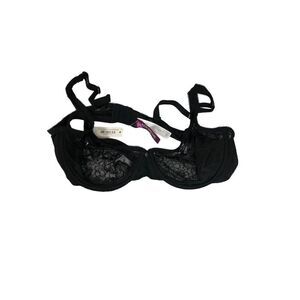 Adore Me Black Lace Underwire Bra 38C Floral Detailing Adjustable Straps